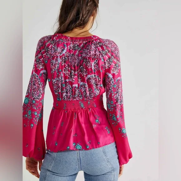 Free People Run Free Blouse in Pink Combo, NWOT - Picture 3 of 7